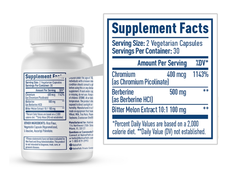 NativePath Native Berberine Supplement Facts